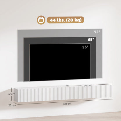 HOMCOM 80cm Floating TV Stand, Wall Mount TV Unit with Cable Management Hole, Fits up to 72" TV, White