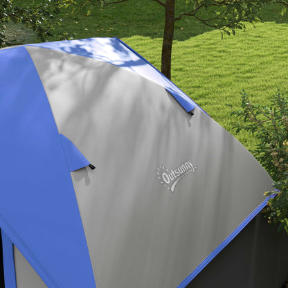 Outsunny Two Man Single Room Dome Tent, with Accessories - Dark Blue/Grey