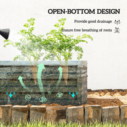 Outsunny Set of Two 110 x 65cm Steel Planter Boxes - Green