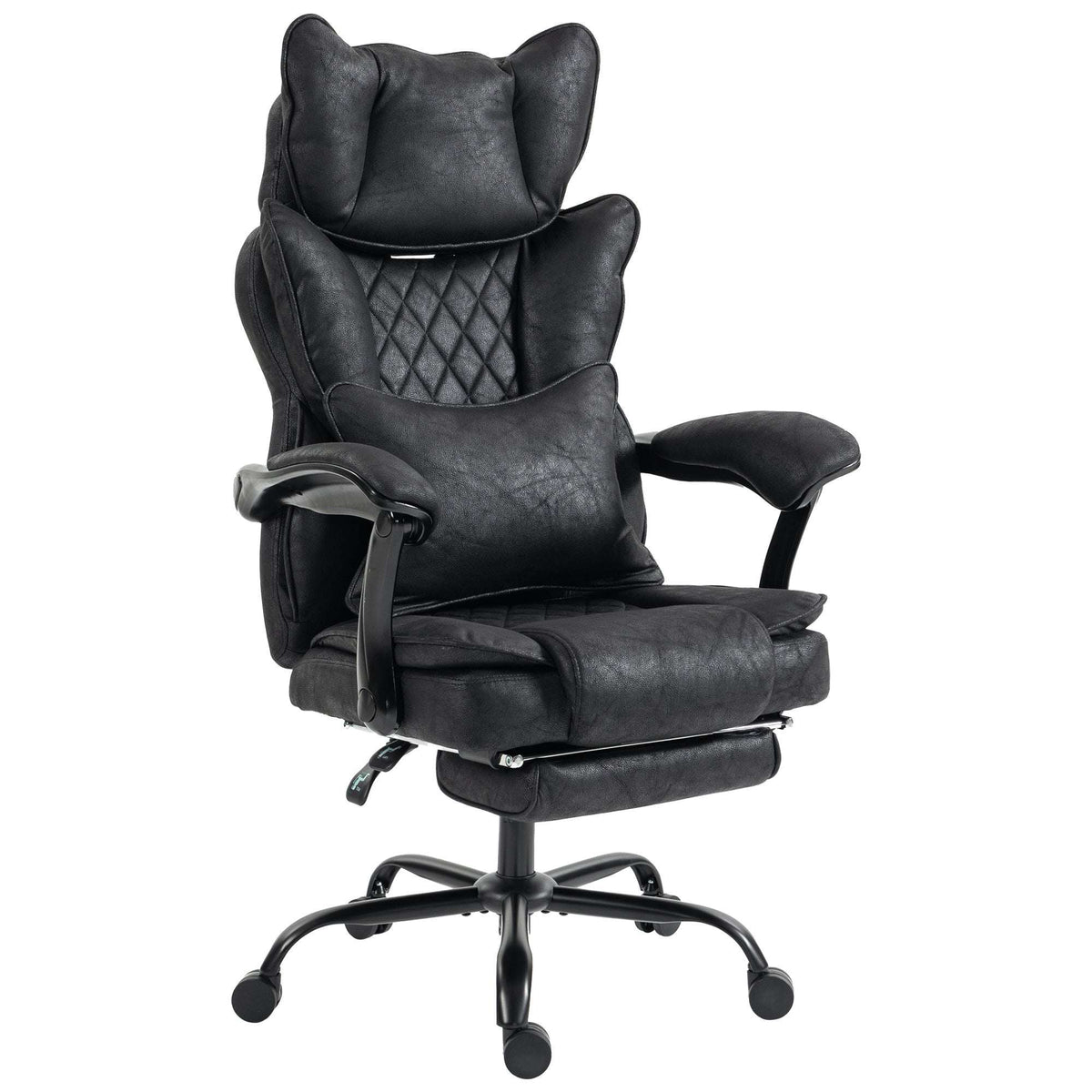 HOMCOM Executive Office Chair, Leathaire Big and Tall Office Chair 180 kg with Wide Seat, Reclining, Lumbar Support, Black