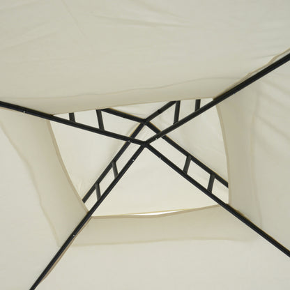 Outsunny 3 x 3 m Metal Gazebo, Double Roof Canopy Shelter with Mesh Sidewalls, Cream White