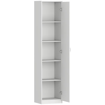 HOMCOM 180cm Tall Kitchen Cupboard, Freestanding 5-Tier Pantry Storage Cabinet with Adjustable Shelf, White
