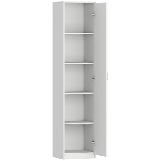 HOMCOM 180cm Tall Kitchen Cupboard, Freestanding 5-Tier Pantry Storage Cabinet with Adjustable Shelf, White