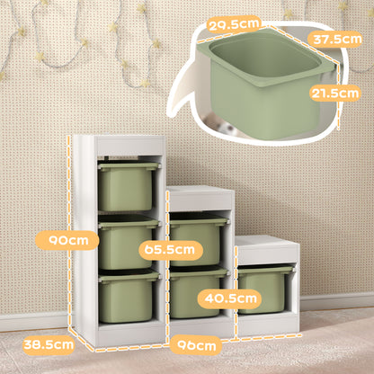 AIYAPLAY Toy Storage Organiser, Three-Layer Kids Toy Storage Units, with Removable Bins, for Ages 3-8 Years, Green