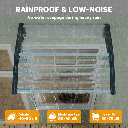 Outsunny Front Door Canopy Outdoor Awning Aluminium Rigid Plastic Polycarbonate Rain Shelter UV Water Rain Resistant 120 x 75cm White