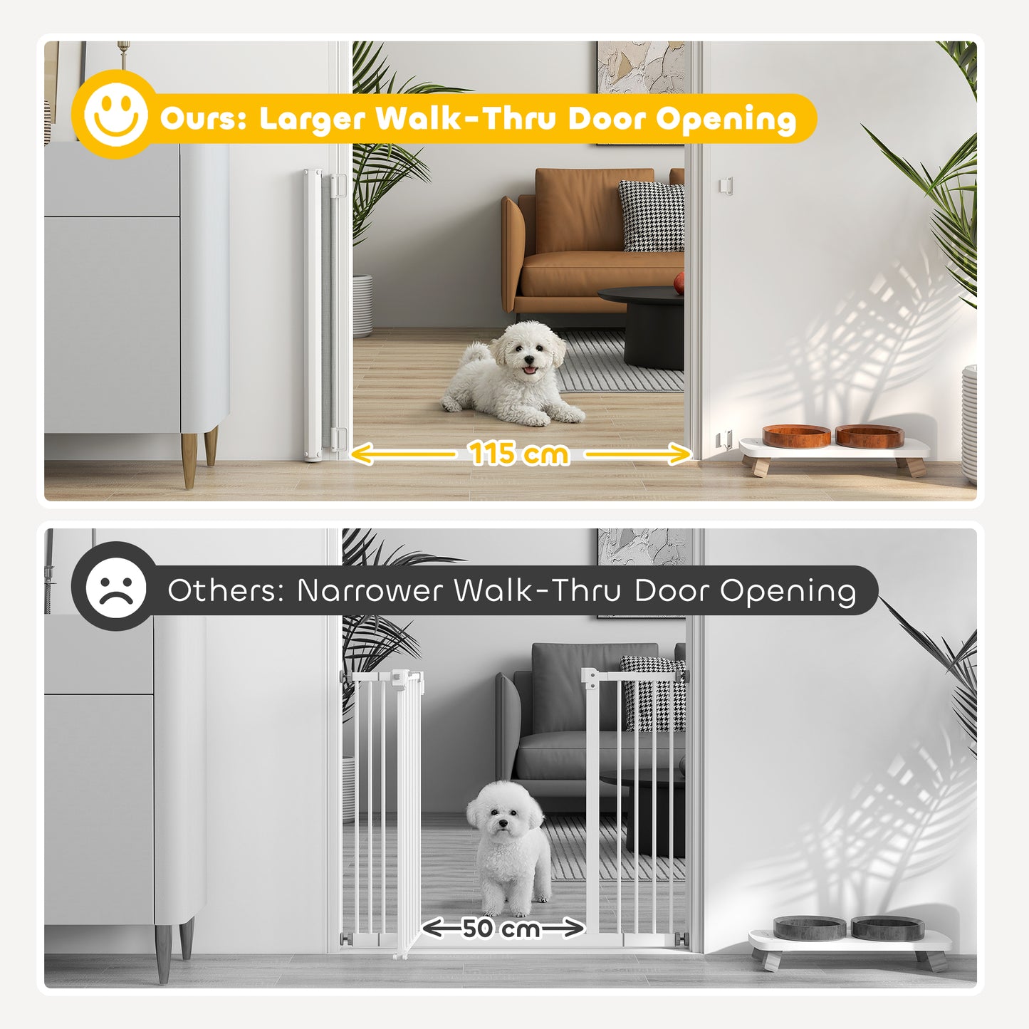 PawHut Retractable Pet Safety Gate, Folding Dog Barrier, Grey