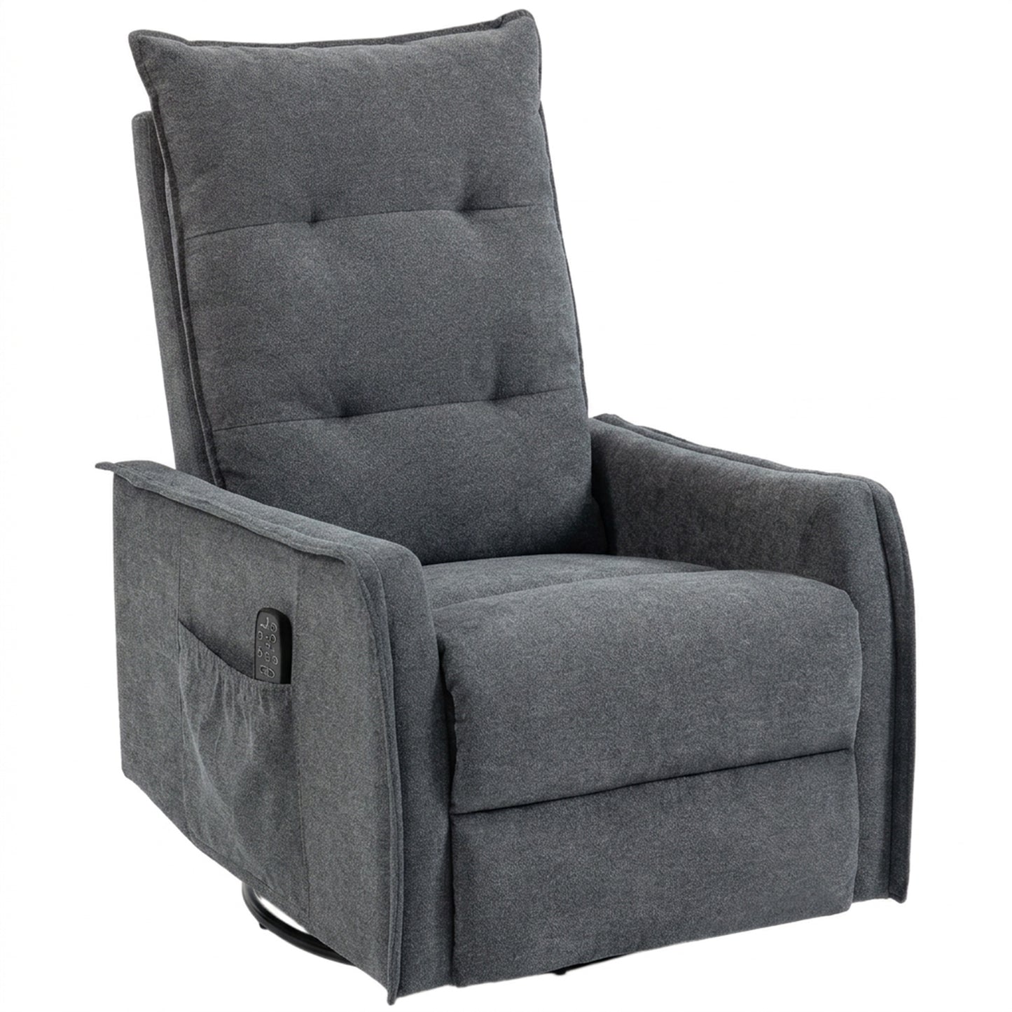 HOMCOM Recliner Armchair, Chenille Recliner Chair with Massage and Heat, 360° Swivel Rocking Manual Recliner, Dark Grey