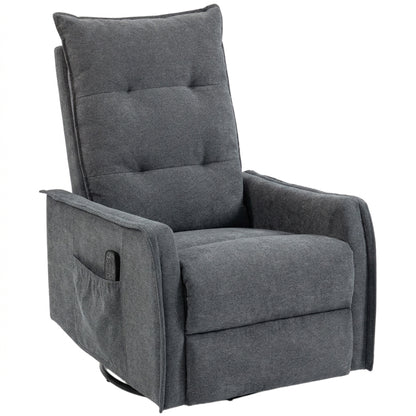 HOMCOM Recliner Armchair, Chenille Recliner Chair with Massage and Heat, 360° Swivel Rocking Manual Recliner, Dark Grey