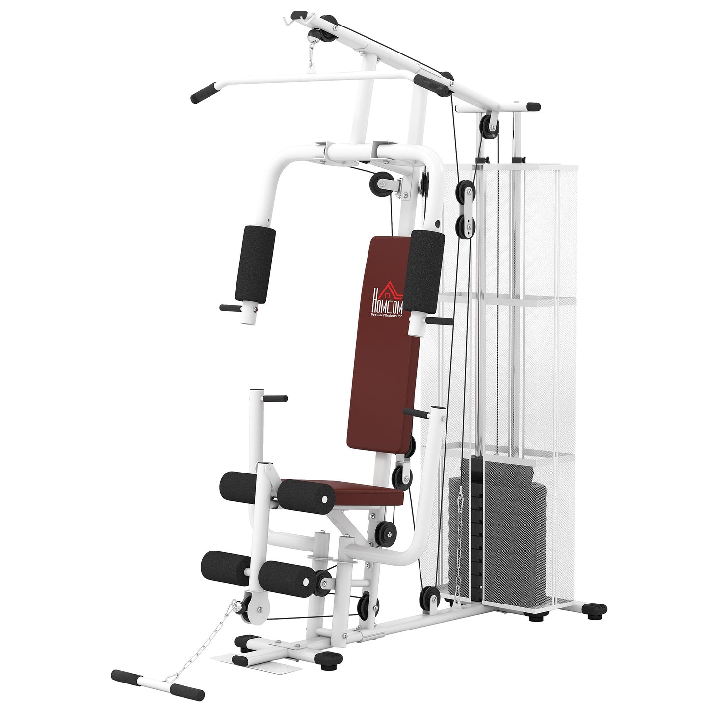 HOMCOM Home Multi Gym Large Multifunction Sturdy Strength Training Machine for Home Workout, White--ChewyGames-ChewyGames