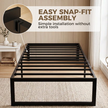 HOMCOM 3ft Single Bed Frame with Underbed Storage and Steel Slat Support, 32.5 cm Height, Noise-Free, Black