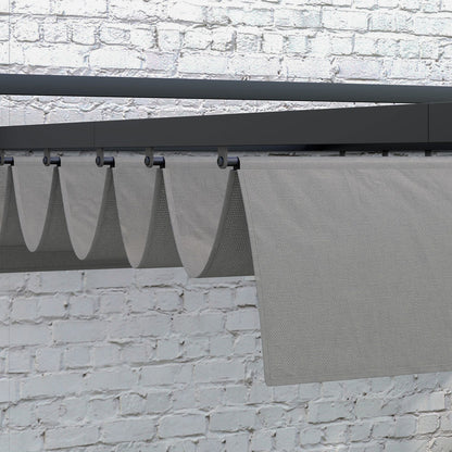 Outsunny 3 x 4m Retractable Pergola, Garden Gazebo Shelter with Aluminium Frame, for Grill, Patio, Deck, Dark Grey