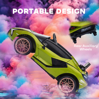 HOMCOM Lamborghini Sian Licensed 12V Electric Car for Kids 2 Motors Toy Car with Remote Control Music Lights MP3 for 3-5 Years Green