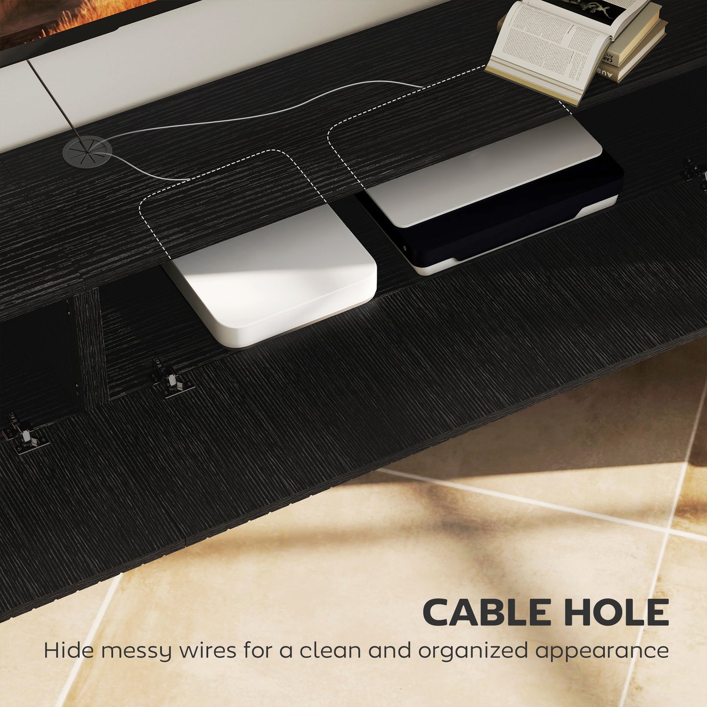 HOMCOM 180cm Floating TV Stand, Wall Mount TV Unit with Cable Management Hole, Fits up to 72" TV, Black