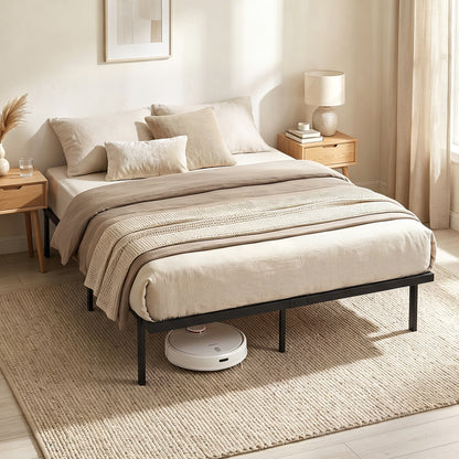 HOMCOM 5ft King Bed Frame with Underbed Storage, Metal Platform Bed Frame with Steel Slat Support, No Box Spring Needed