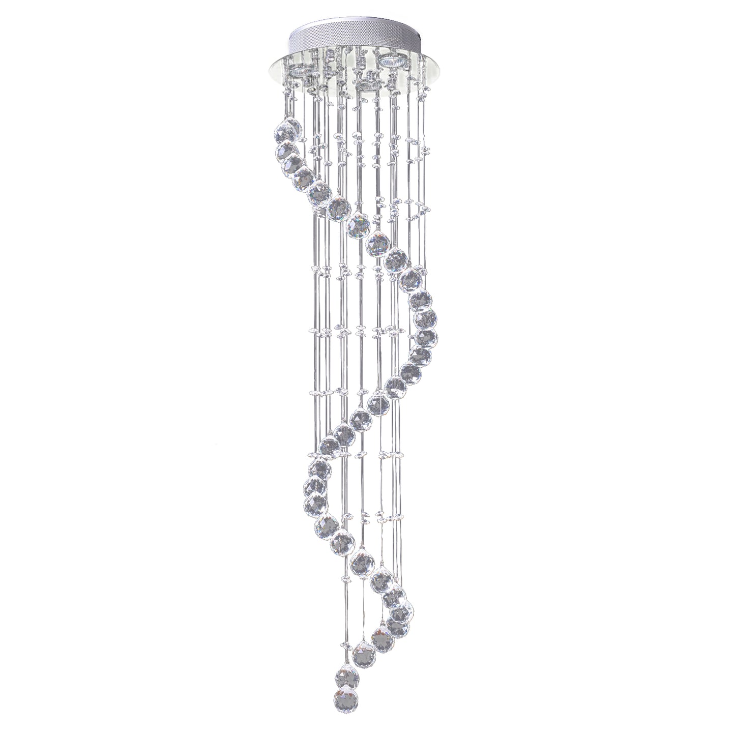 HOMCOM Modern Crystal Chandelier Ceiling Light Pendant Lamp Chrome Finish Glass Droplets New, for Living Room, Bedroom, Hallway, Ф30 x 120cm