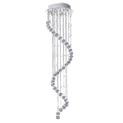 HOMCOM Modern Crystal Chandelier Ceiling Light Pendant Lamp Chrome Finish Glass Droplets New, for Living Room, Bedroom, Hallway, Ф30 x 120cm