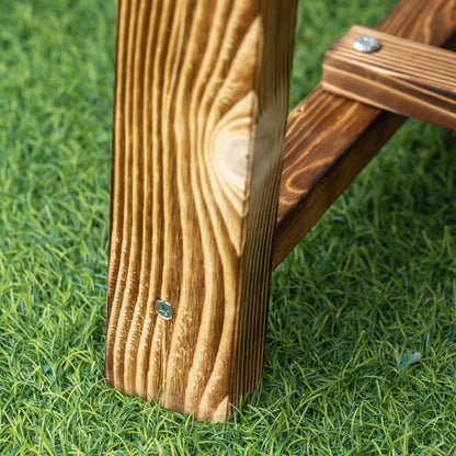 Outsunny Wooden Garden Benches, 2 Seater Outdoor Benches, Fir Wood Backless Patio Loveseat with Slatted Seat for Park, 110 x 38 x 35 cm, 5 Pieces, Carbonised