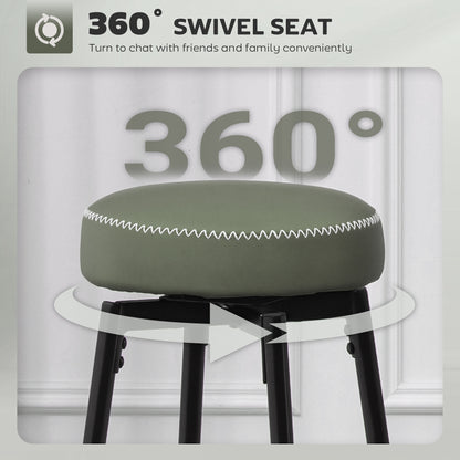 HOMCOM Set of Two Faux Leather Bar Stools - Green/Black
