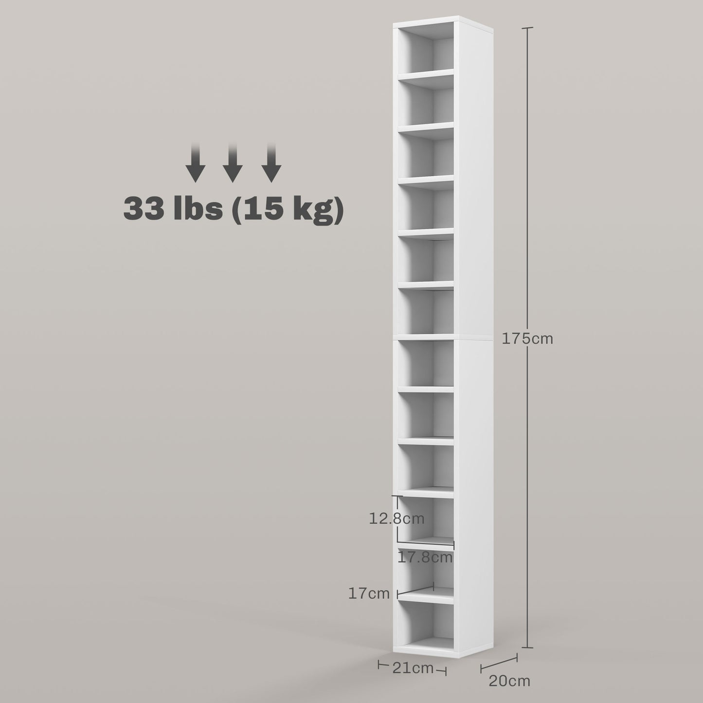 HOMCOM 204 CD Tall Narrow Media Storage Tower - White--ChewyGames-ChewyGames