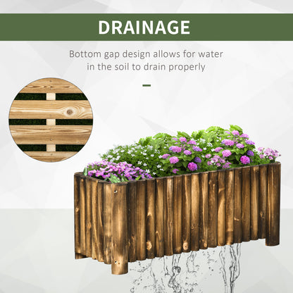Outsunny Wooden Raised Garden Bed, 100 x 38.5 x 40cm Elevated Planter Box, Outdoor Flower Bed with Drainage Gaps, Easy Assembly, Natural
