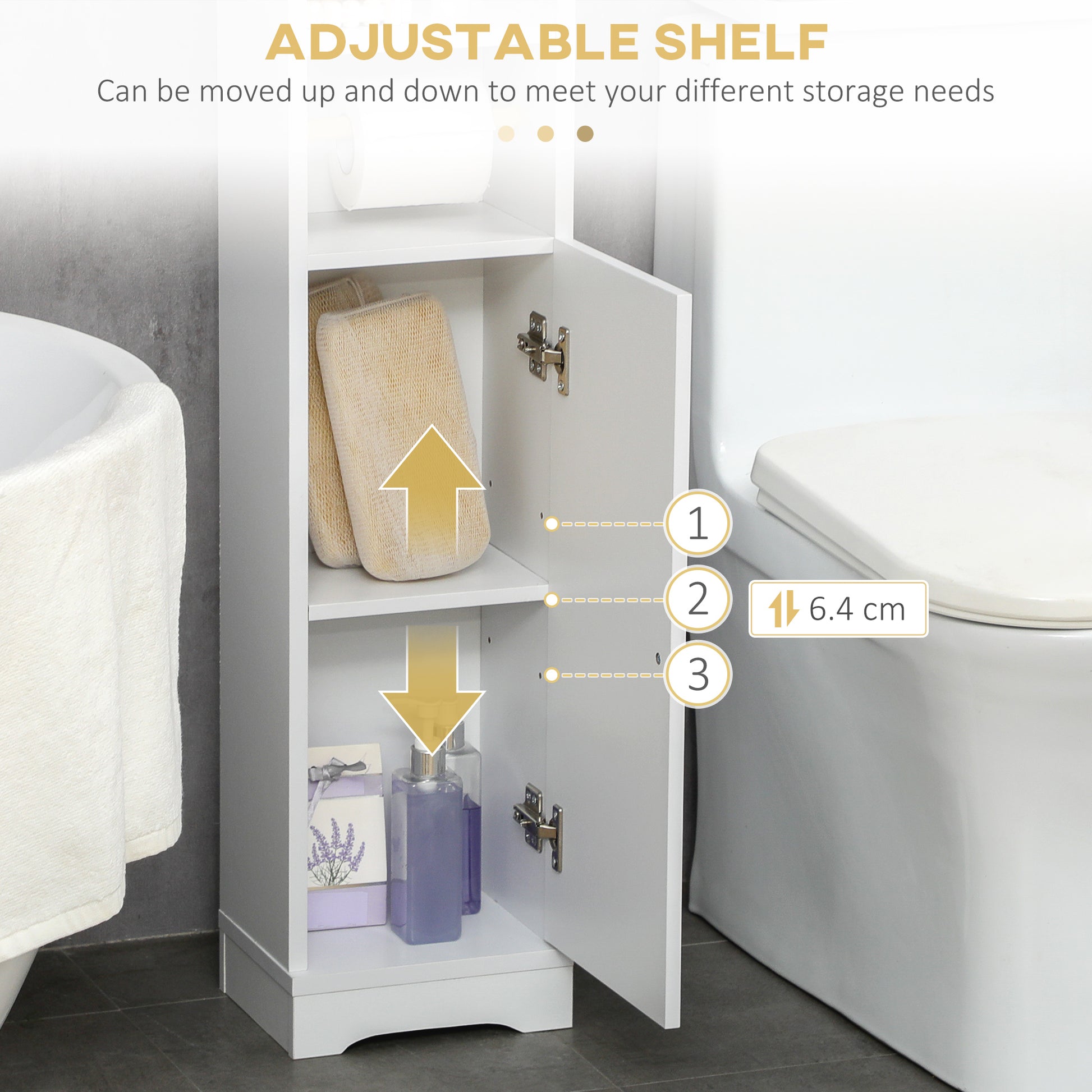 kleankin Multi-Storage Narrow Bathroom Cabinet - White--ChewyGames-ChewyGames