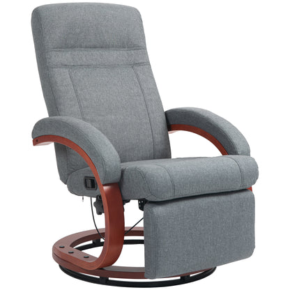 HOMCOM 135° Manual Reclining Swivel Chair, with Footrest - Grey