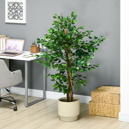 HOMCOM Artificial Ficus Tree, with Weighted Plant Pot - Green-Artificial Trees-ChewyGames-ChewyGames