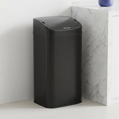 HOMCOM 48L Galvanised Steel Sensor Bin - Black