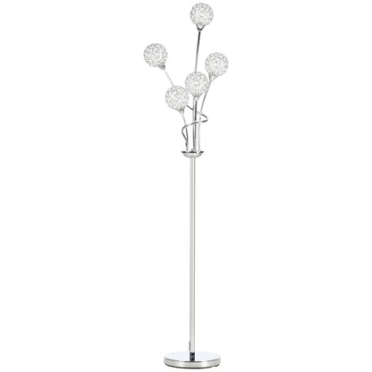 HOMCOM Floor Lamps for Living Room Bedroom with 5 Light, Modern Upright Standing Lamp, 34x25x156cm, Silver