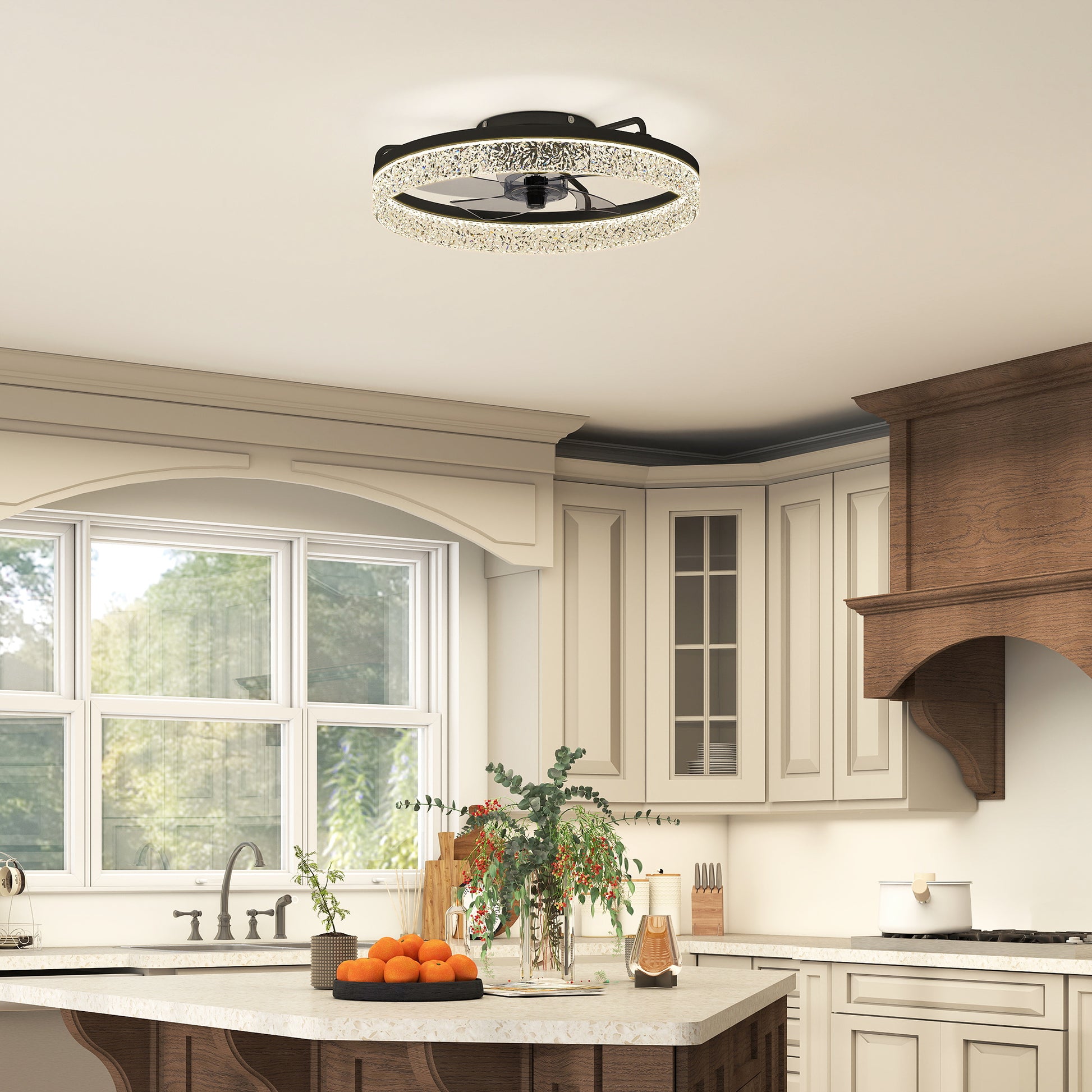 HOMCOM Ceiling Fan with Lights, Dimmable LED Mount Ceiling Fan Light with Remote App Control for Bedroom, Black--ChewyGames-ChewyGames