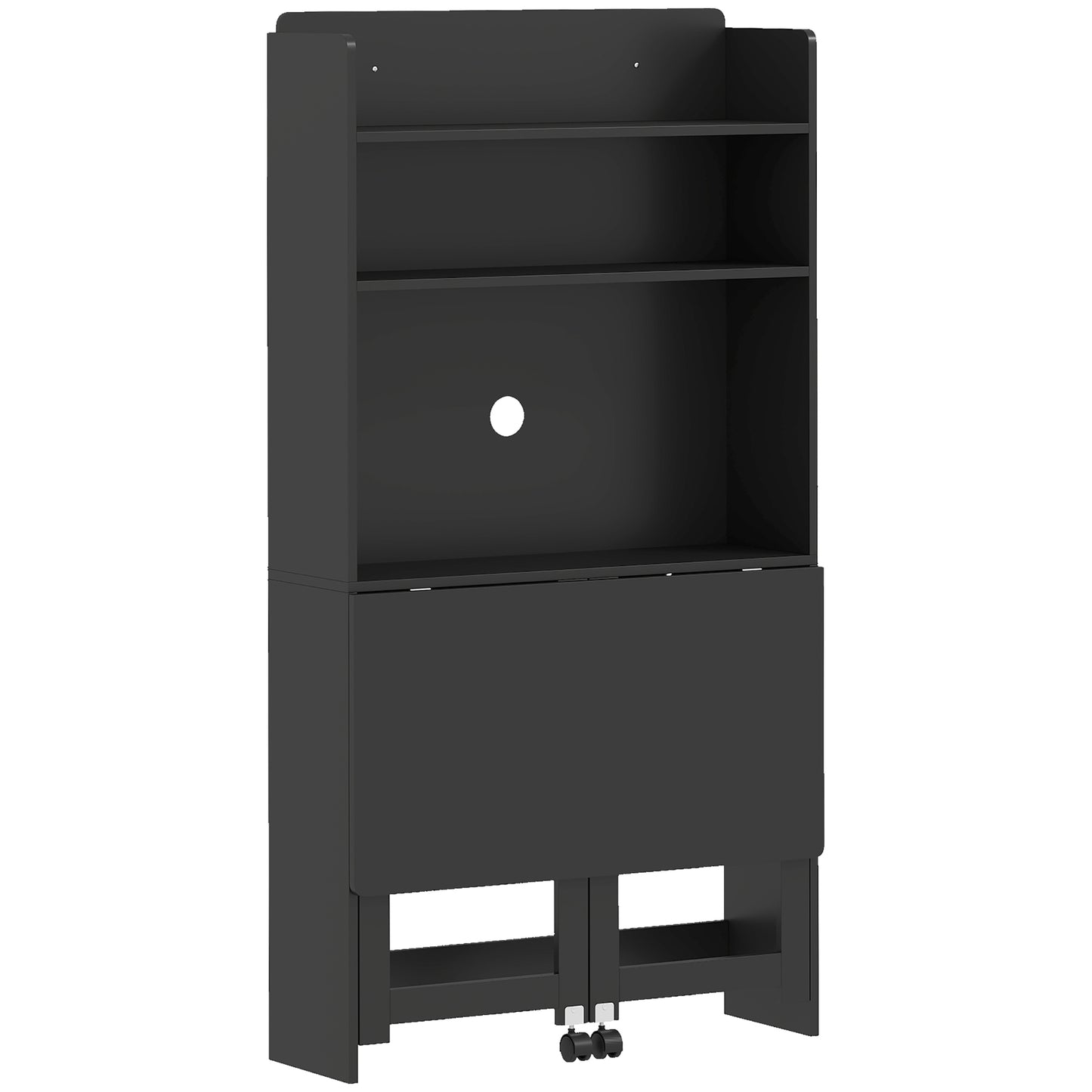 HOMCOM Foldable Desktop, Computer Desk with Storage Shelves, 80 x 69 x 155 cm, Black