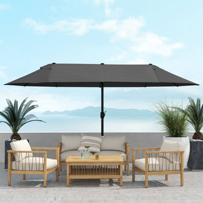 Outsunny 4.6m Double Garden Parasol - Black