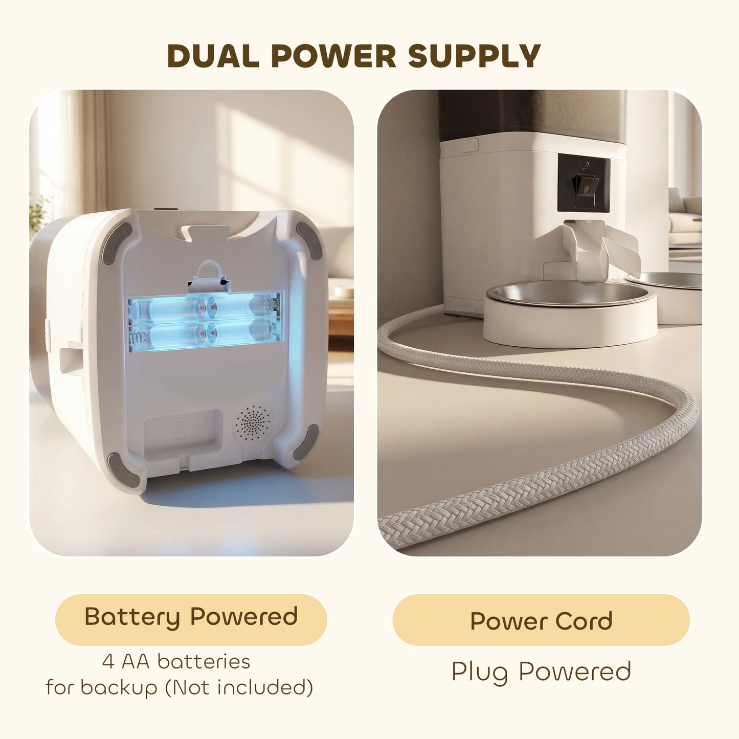 PawHut Automatic Cat Feeder for 2 Cats with HD Camera，2.4G & 5G WiFi Pet Food Dispenser 6L APP Control