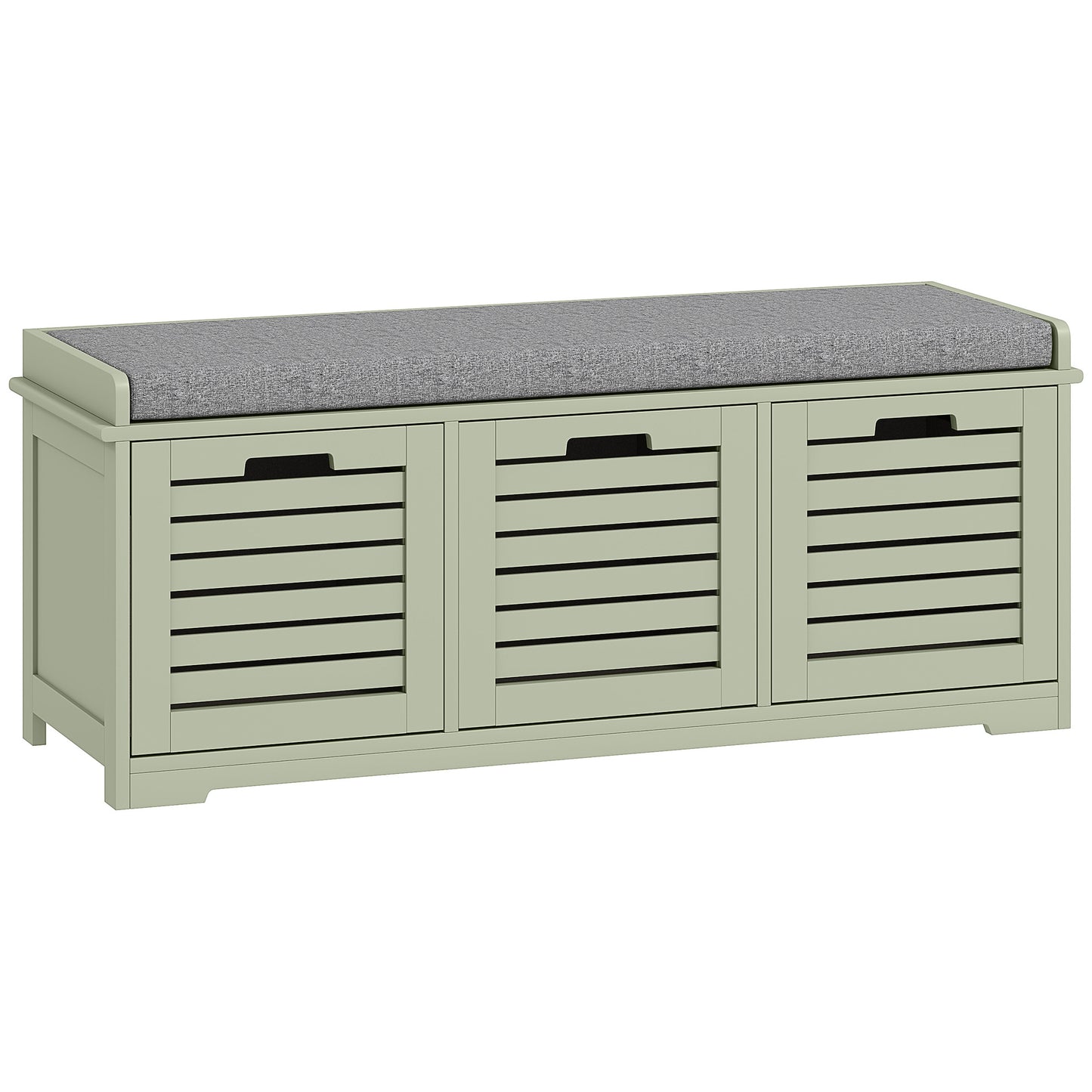 HOMCOM 3-Drawer Shoe Storage Bench with 160kg Capacity & 3 fully pull-out drawers - Green