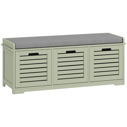 HOMCOM 3-Drawer Shoe Storage Bench with 160kg Capacity & 3 fully pull-out drawers - Green