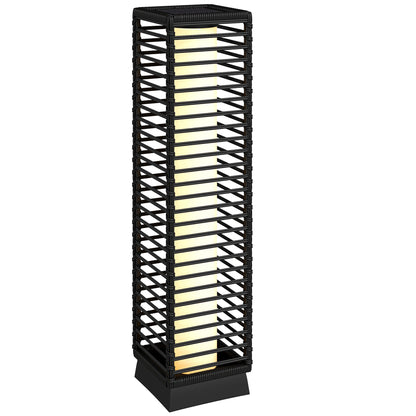 Outsunny Garden Rattan Lamp, 68 cm Solar Rattan Floor Lamp, Solar Garden Light with Auto On/Off LEDs, IP44 Waterproof, Black