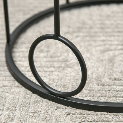 HOMCOM Nesting Round Coffee Table Set of 2 - Black
