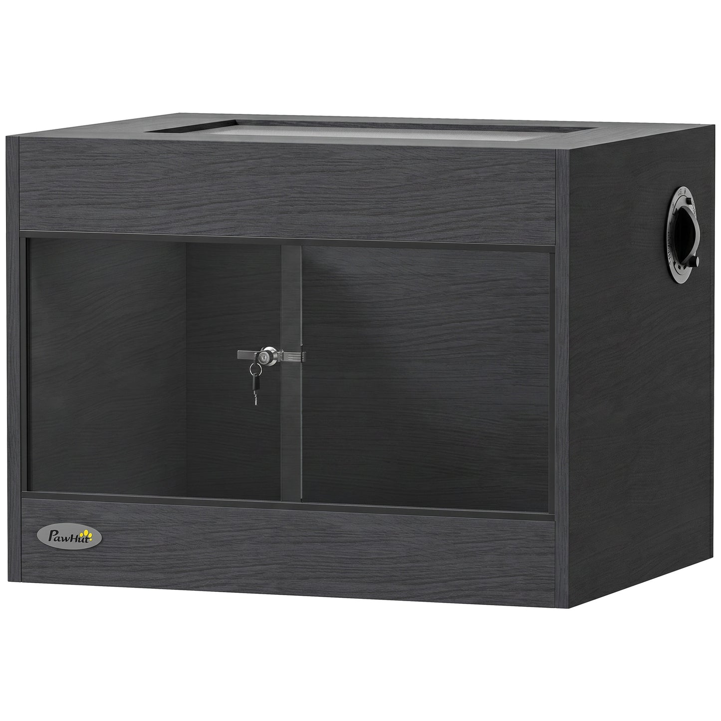 PawHut Reptile Terrarium, Reptile Vivarium with  Glass Doors, Secure Lock, Top Ventilation for Snake, Gecko, 60x45x45cm, Black