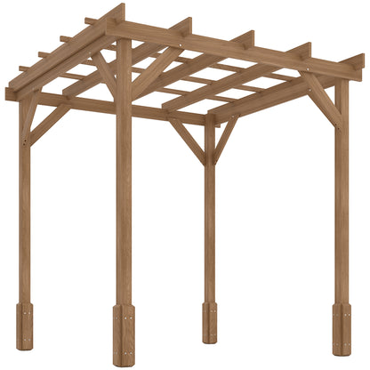 Outsunny 2 x 2 m Wooden Pergola Kit, Decorative Garden Gazebo Shelter with Stable Structure for Climbing Vines, Flowers, Dark Brown