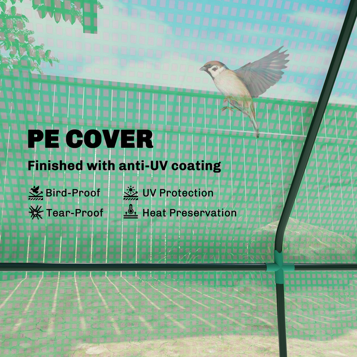Outsunny Portable Small Polytunnel, Mini Greenhouse with Mesh Windows for Indoor and Outdoor, 240x90x90cm, Green