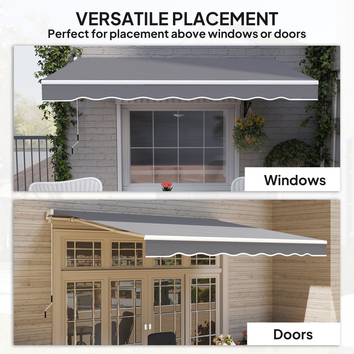 Outsunny 2 x 2.5m Manual Retractable Awning - Dark Grey