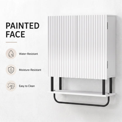 HOMCOM Bathroom Wall Cabinet Modern Space Saver Wall Mounted Cabinet Doors Storage White