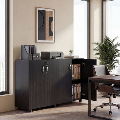 Vinsetto Two-Tier Locking Office Storage Cabinet - Black
