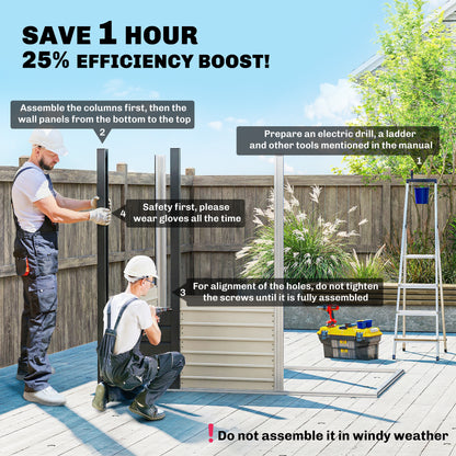 Outsunny 4 x 6ft Galvanised Metal Garden Shed, with Locking Door - Grey