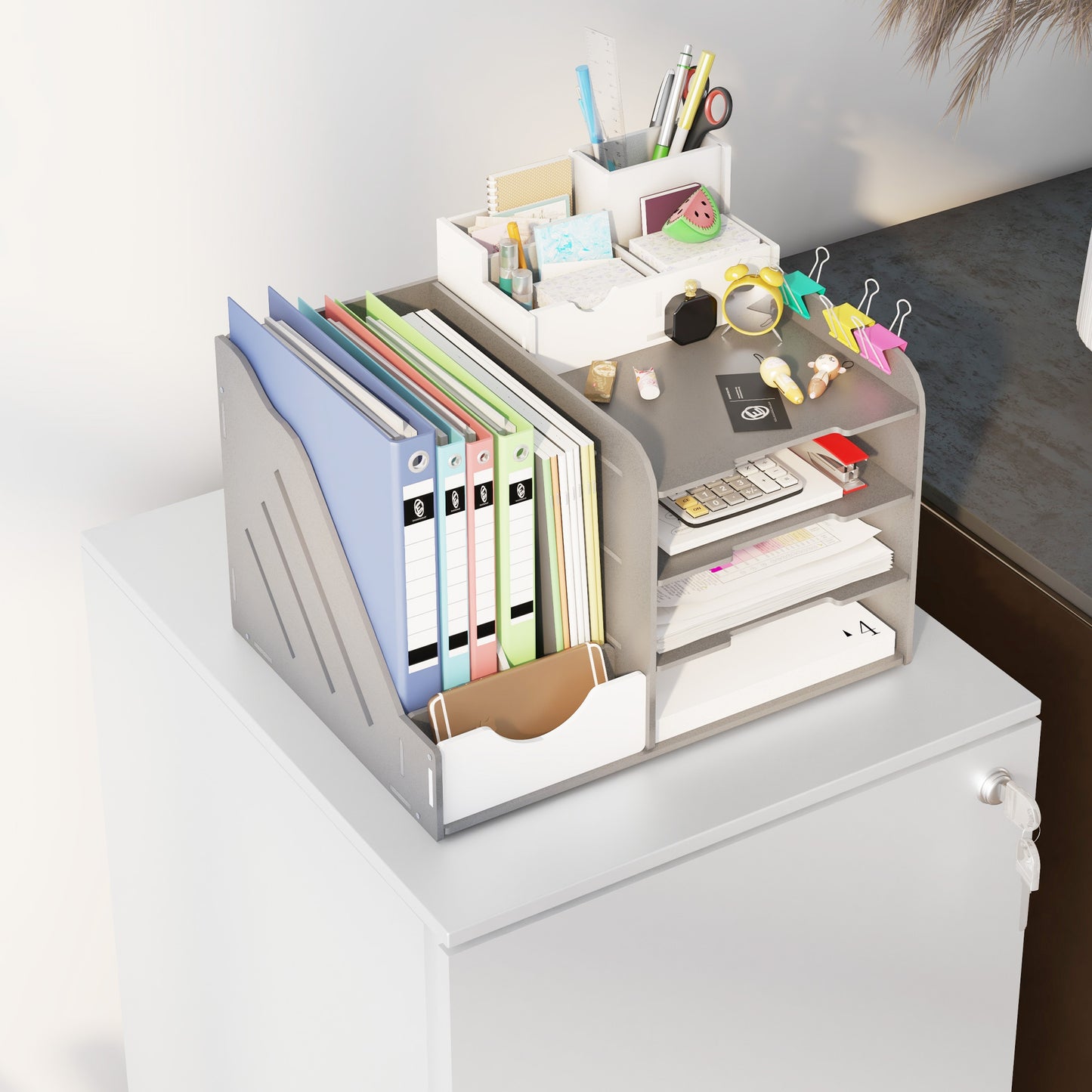Vinsetto 2-Drawer Filing Cabinet with Lock and 5 Wheels, Steel Mobile File Cabinet, for A4, Legal and Letter Size, Pre-Assembled Body, White