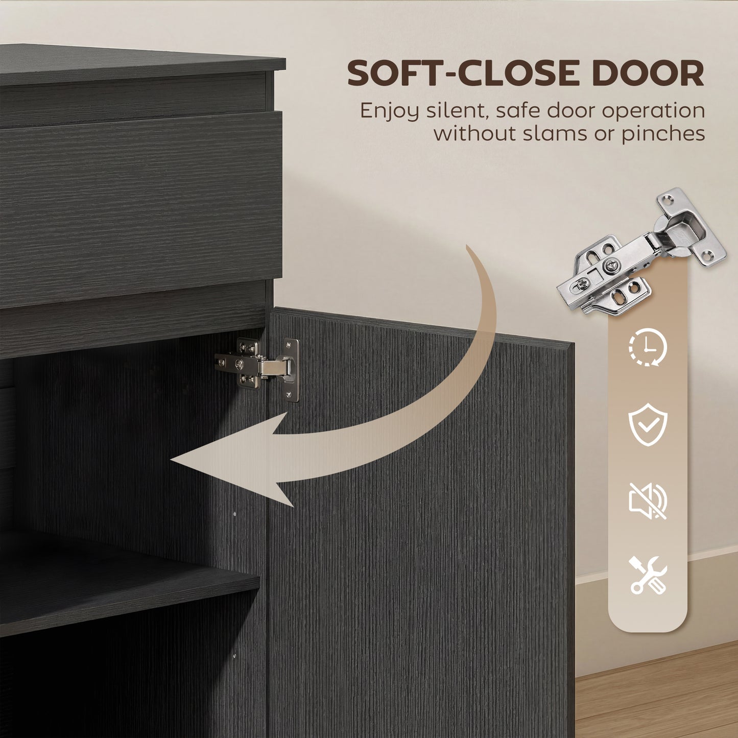 HOMCOM Modern Chest Of Drawers, 5 Drawer Dresser with Adjustable Shelf, Soft-Close Door, Black