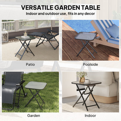 Outsunny Foldable Garden Table Square Folding Table for Patio Garden 45 x 45 x 50Hcm Black