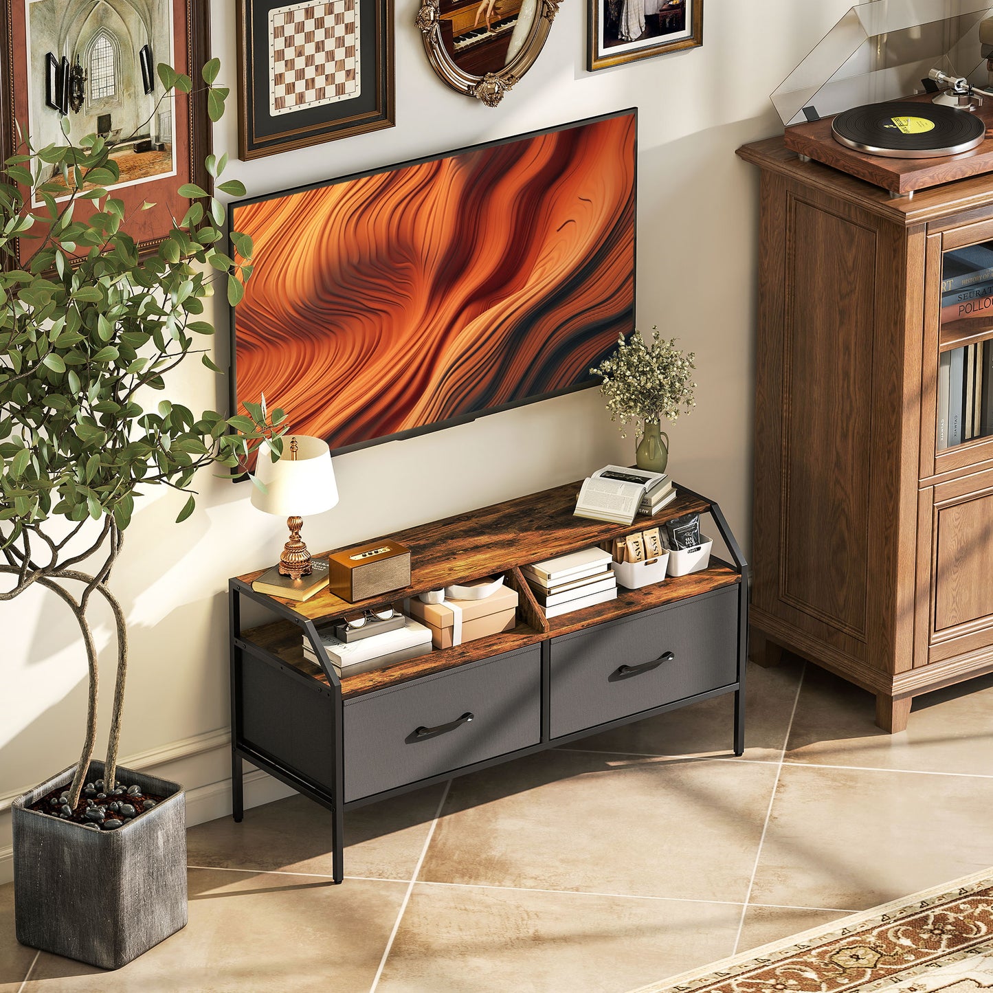 HOMCOM Industrial-Style TV Stand Cabinet - Brown