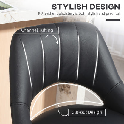 HOMCOM Set of Two Faux Leather Bar Stools - Black