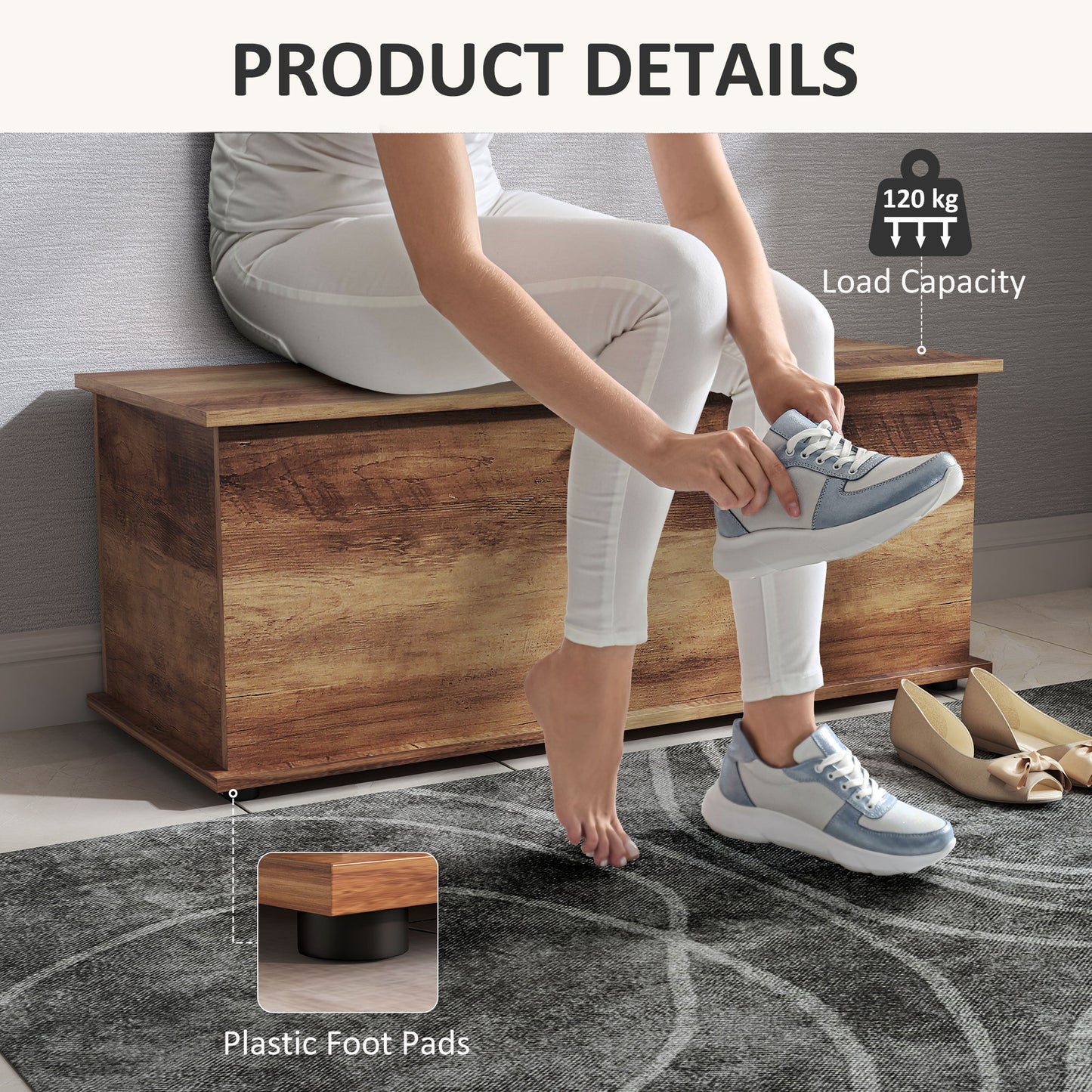 Storage Chest With Lid, 113L Storage Box Brown